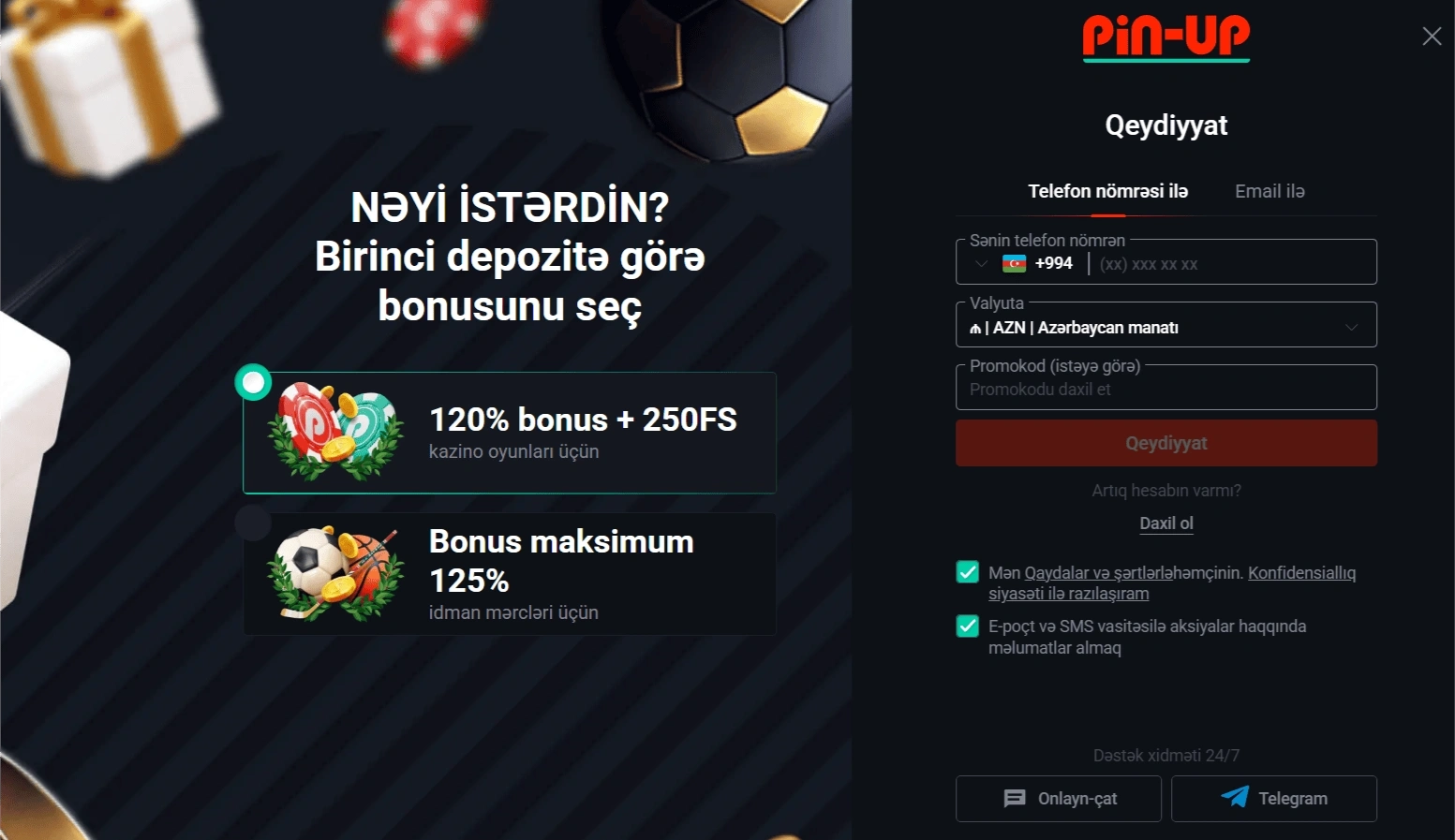 Pin Up Casino-da hesab yaratmaq: addım-addım təlimat